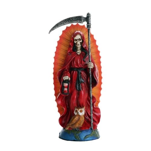 Estatua religiosa Santa Muerte de 7.25 pulgadas rojo miniatura 2