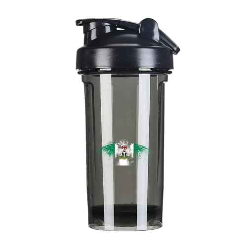 Nigeria Nigerian Flag 18 Ounce Shaker Bottle Drink Mixer Leak-proof Pre Workout Protein Shakes Meal Replacement Shakes Bottles 500ML/18 Oz Black