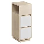 VASAGLE Narrow Bedside Table, Side Table with 2 Drawers and Open Compartment, Left or Right, Bedroom, Living Room, Natural Beige and Cloud White LET656N01