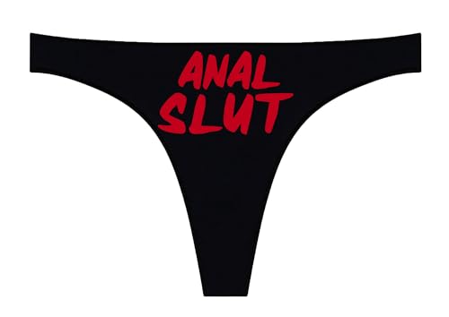 zeyomet Anal Slut Thong Black Sexy Panty G-String, Anal Queen Thong Naughty Kinky Gift For Her Gift For Hot Wife (US, Alpha, 3X-Large, Regular, Regular, Red)