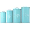 Teal Farmhouse Canisters Sets for Kitchen Counter, Flour and Sugar Containers Farmhouse, Farmhouse Coffee Canister, Flour Sugar Tea Canister Set, Farmhouse Coffee Jar, Turquoise Canister Set 4 Piece