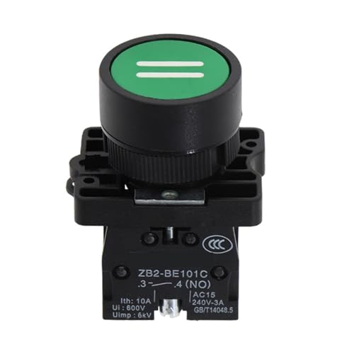 Botón de inicio de 22 mm XB2 verde con flecha para paneles de control en talleres modernos