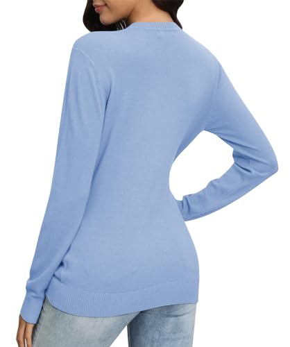 Image of EXCHIC Women's Long Sleeve V-Neck Casual Sweaters Fall Classic Soft Knit Top 2026 Fit Basic Pullover Tops