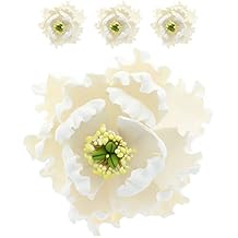 Cake Flowers Gumpaste Flower for Cakes - White Bloom Peony Decoration for Cakes - Handmade - 3 Count by Global Sugar Art and Chef Alan Tetreault