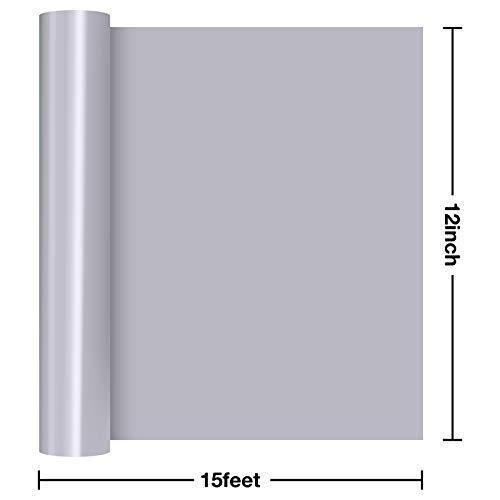 Jandjpackaging Silver Htv Heat Transfer Vinyl Bundle - 12" X 15Ft Silver Htv Vinyl Roll For Shirts, Silver Iron On Vinyl For Cricut & Silhouette Cameo - Easy To Cut & Weed For Diy Design #TOP5