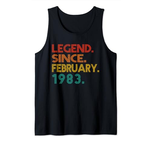 Legend Since February 1983 Men Women 1983 Birthday Vintage Camiseta sin Mangas