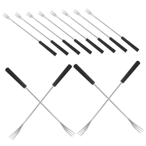 jojofuny 12 pièces Fourchettes à Fondue Inox Fourchettes à Fruits et Desserts avec Manche Confortable Ustensiles Cuisine Polyvalents pour Barbecue et Fondue Résistantes et Faciles à