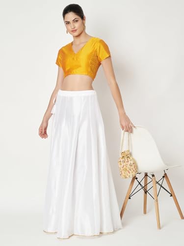 Image of studio rasa Women's Silk Blend Stretchable Crop Top for Festive Wedding Party