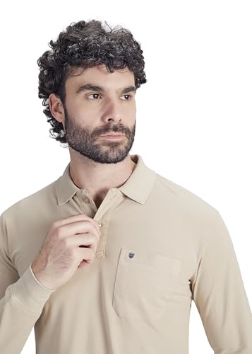 Image of Men's Cotton-Rich Full-Sleeve Polo T-Shirt with Pocket Premium Pique Fabric Casual & Stylish