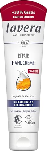 lavera Repair Handcreme - 33% mehr Inhalt - SOS Creme für Hände - lindert Spannungsgefühle - langanhaltender Schutz - vegan - Naturkosmetik - 100 ml