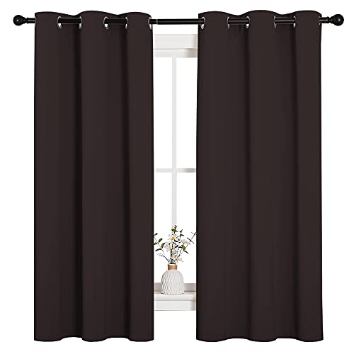 Image of NICETOWN Triple Weave Microfiber Energy Saving Thermal Insulated Solid Grommet Blackout Curtains for Bedroom (2 Panels, 42 inches by 63 Inch, Toffee Brown)