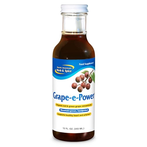 NORTH AMERICAN HERB & SPICE Grape-e-Power - 12 fl. oz. - Organic Red & Green Grape Concentrate - Healthy Heart & Artery Support - Rich in Flavonoids & Antioxidants - Non-GMO - 24 Servings