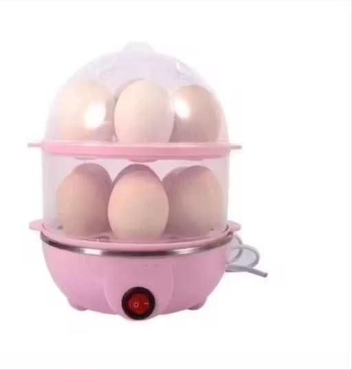 Image of 14-Egg Double Layer Electric Egg Boiler & Steamer - 350W Automatic Egg Cooker for Boiling, Poaching & Steaming - Fast & Efficient Kitchen Appliance Color Pink