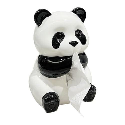 Tash Toalla De Sostenedor De Cosméticos Toallas, Dispensador De Tela Facial Panda, Cerámica, Cubierta De La Del Pañuelo Panda | Donante, Almacenamiento, Porta Tarjeta Animal-Animales, Para Sc