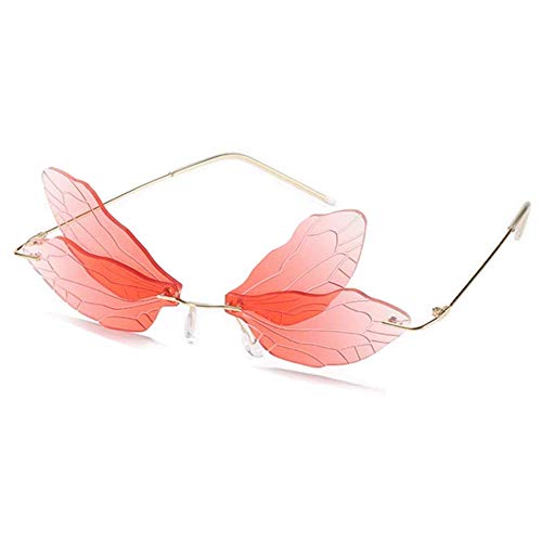 Image of ENTHYI Dragonfly Wing Shape Sunglasses for Women /Men Frameless Irregular Glasses Shades Party Sun Glasses