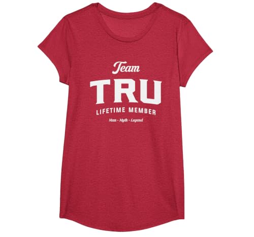 Team Tru Lifetime Member Funny Name Tru T-Shirt, Girls, Red Heather, Large