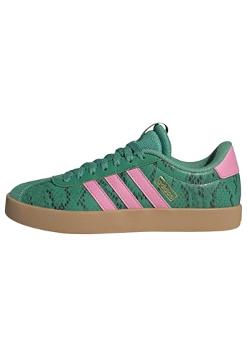adidas Women's VL Court 3.0, Court Green/Bliss Pink/Gold Metallic, 7