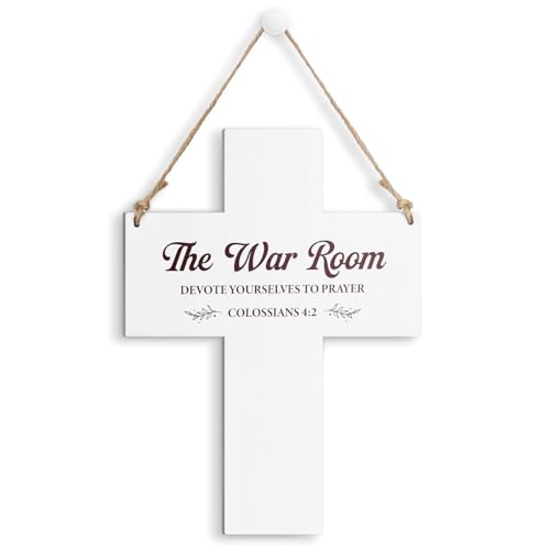 Qunclay Christian War Room Decor Bible Verse Wood Cross Decor Sign Regalos Cristianos Para Mujer Scripture Printed Wood Sign Wall Art Religious Faith Based Gifts 11x8 Inch