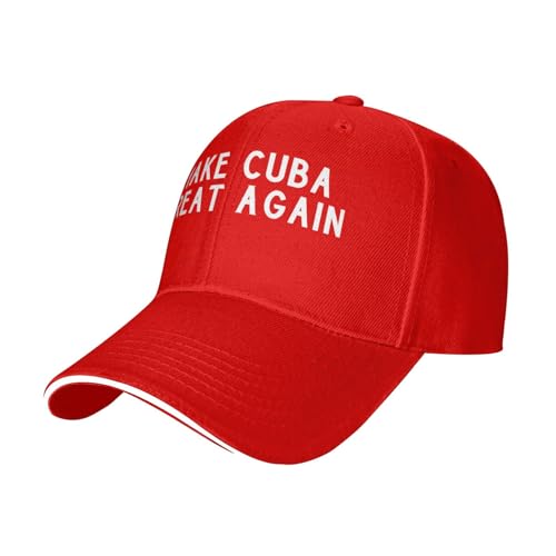 qwumub Make Cuba Great Again Baseball Caps Dad Hats Adjustable Trucker Hat for Men Women Red