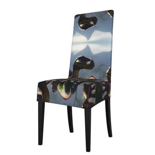 YYHHAOFA Fundas para sillas de comedor extraíbles con muchos tipos de estampados de dinosaurios, suaves, cómodas, resistentes a las arrugas, no necesita planchado, estirable para la mayoría de sillas