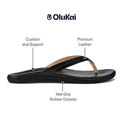Image of OluKai Honu Women's Beach Sandal, Soft & Comfortable Full-Grain Leather, Easy Slip-On Flip-Flops, Everyday, All-Day Comfort & Style