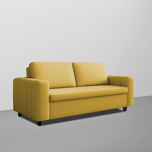 Image of Cisco 3 Seater Sofa Cum Bed for Home & Living Room (Yellow) | Modern Premium Fabric Sofa Set | Space-Saving Foldable Sofa Bed | Furniture for Home, Office, Guest Room & Bedroom