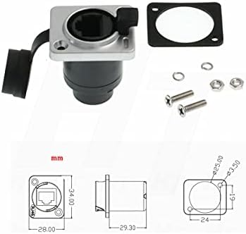 HangTon 5pcs Waterproof RJ45 Connector Socket Cat.5e Ethernet Panel Mount Female Feed-through Chassis Receptacle