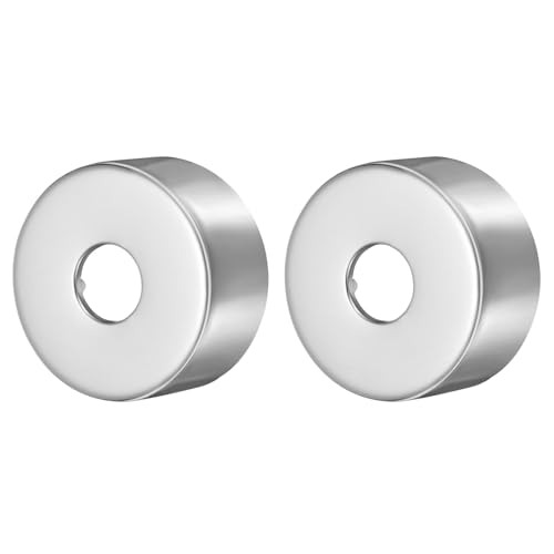 sourcing map 2 Pcs Shower Arm Flange, 0.8"x2.6"x1.2"(21x67x30mm) Stainless Steel Round Escutcheon Plate, Wall Split Flange, Wall-Mounted Water Pipe Cover for Pipe, Silver