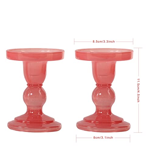 Set Of 4 Pink Glass Candle Holder Set, Vivitop Candlesticks Holders Pillar Taper Candles Tealight Stand For Wedding Centerpieces Home Decorations Dining Table #TOP1