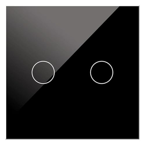 WESA - Double interrupteur tactile en verre noir encastré, boîtier en verre avec écran tactile, avec matériel de montage et indicateur LED