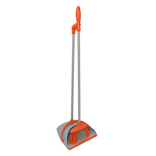 CHARLES BENTLEY Brights Indoor Long Handled Lobby Dustpan & Brush Set - Orange
