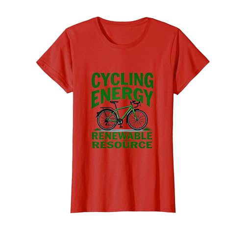 Cycling Energy Renewable Resource Design T-Shirt, Women, Red, Medium
