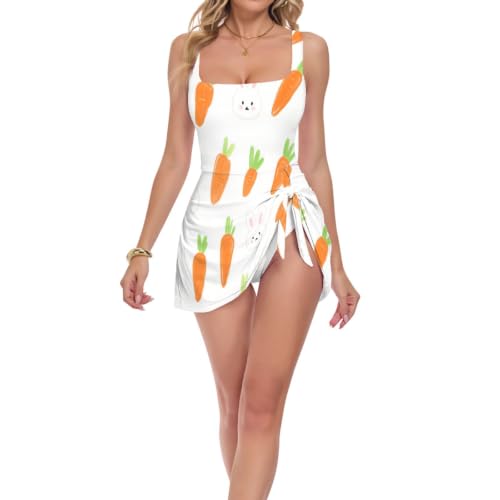 Maillot de bain push-up galbant blanc motif lapin anti-relâchement