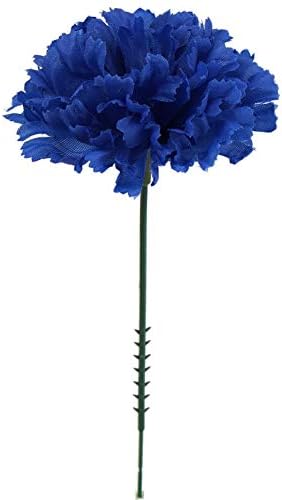 Larksilk 100 Pack Bulk Royal Blue Silk Carnations - Artificial Carnation Flower Heads with 5" Stems & 3.5" Blooms, Real Touch Fake Carnations for Wedding Centerpieces, Bridal Bouquets & Floral Arches