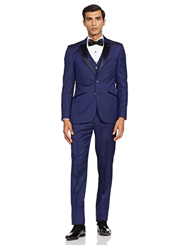 Image of Raymond Wool Blend Men's Full Sleeve Contemporary FIT Dark Blue Formal Suit
