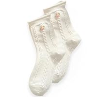 WKRTDY 1 Paar Rüschen Socken, Socken mit Rüschen Damen Baumwolle Gestrickt Crew Söckchen für Frauen Mädchen, Damen Rüschen Trachtensocken Weiße, Söckchen Mit Rüschen, Rüschensocken