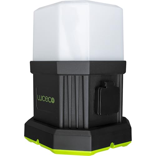 Luceco LED Herculous Open Area High-Output Work Light with 13A UK Power Socket and USB Outlets, 2 Light Modes, Carry Handle and Hook, Inspection Light, IP54, IK07, 66W, 7150lm, 6500K, LWHOA70G65UK