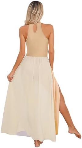 TiaoBug Robe Danse Lyrique Contemporaine Justaucorps Avec Jupe - Léotard Performance Salsa Jazz Rumba S-XXL
