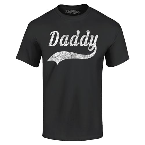 Daddy Distressed Classic Baseball Style T-Shirt Dad Shirts Large Black