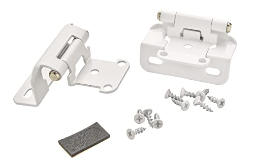 Image of Amerock 1 Pair 1 /2 inch Overlay White Partial Wrap Cabinet Hinge