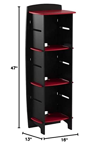 Legaré Furniture Children's Furniture 3-Tier Shelf Bookcase, Storage Organizer With Adjustable Shelves For Kids Bedroom, Red And Black #TOP2