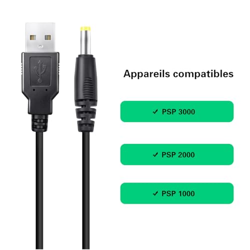 Mcbazel Câble de Charge USB 2 en 1 pour PSP 1000/2000/3000/PS3 – vue 5