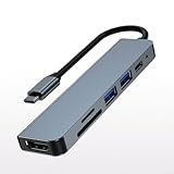 Hub d'extension compact 6 en 1 : comprend 4K/30 Hz, USB 3.0 (5 Gbit/s), USB 2.0, lecteurs de cartes SD/TF et chargement PD 100 W dans un seul corps en aluminium élégant pour des configurations de bureau simplifiées.