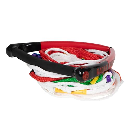 RADAR Control Arc Water Ski Rope and Handle Package - 13 Inch Handle, Non-Rotating Grip Handle w/8-Sect. Mainline - Red/Black (216046)