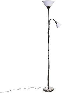 MiniSun Modern Black Brushed Chrome 2 Way Mother/Father Parent & Child Uplighter and Spotlight Design Floor Lamp