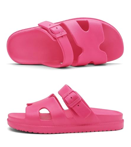 Image of Haifago Women's Flat Sandals with Arch Support, Summer Beach Slip on Slides Comfort Lightweight H-Strap Sandal Adjustable Buckle