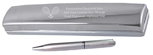 Stylo personnalisé argent chrome gravé tennis le cadeau idéal en boîte