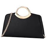 Kasgo Bolso Fiesta Mujer, Bolso de Mano Clutch Moda Cartera de Cuero Vegano Bolso de Hombro Bolso Bandolera para Baile Fiesta Ceremonia Boda Novia, Negro
