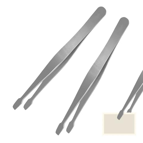 Image of 2 Pcs Stainless Steel Stamp Tweezers Tongs Flat Wide Tip Precision Philately Tweezers for Stamps, Documents, Photo Development