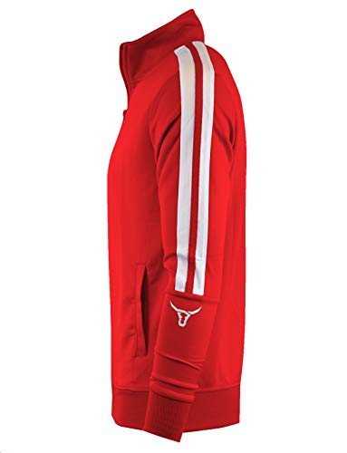 Screenshot-F11008 Mens Urban Hip Hop Premium Track Jacket - Slim Fit Double Side Taping Monocolor Streetwear Fashion Top-Red-Large #TOP6
